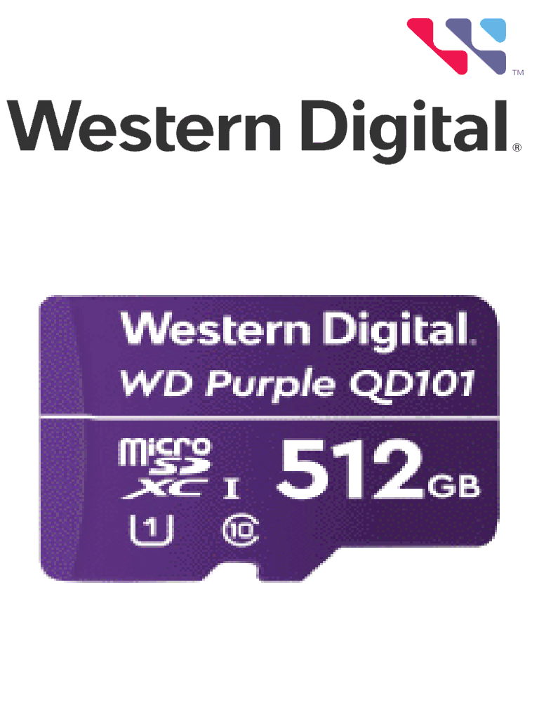 WESTERN DIGITAL WDD512G1P0C - Micro SD 512 GB / Purple SCQD101 / Para videovigilancia / 24-7 / Alto rendimiento 
