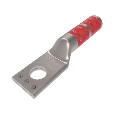 Zapata Terminal de Compresión BURNDY para Tornillo de 1/4" y Calibre 8 AWG / Barril Largo.