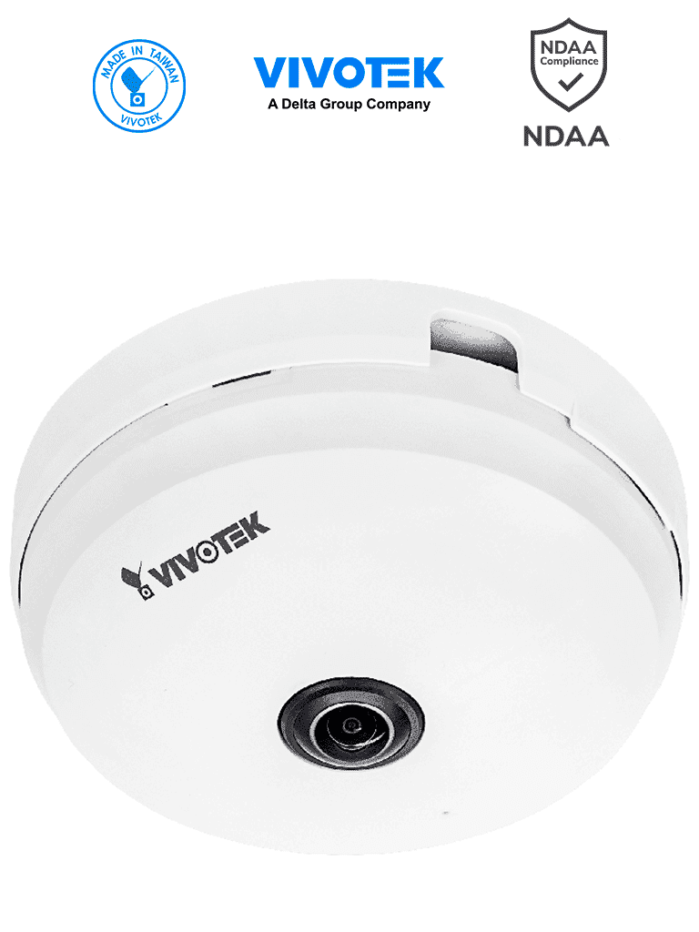 VIVOTEK FE9180-H - Cámara IP fisheye interior 5 MP, visión hemisférica 360º, Smart Stream III, WDR Pro, 3DNR, micrófono integrado, ranura de tarjetas MicroSD, ONVIF #DW #retail